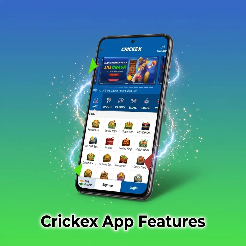 Crickex app features for Bangladesh players including cricket betting, casino games, and mobile banking options