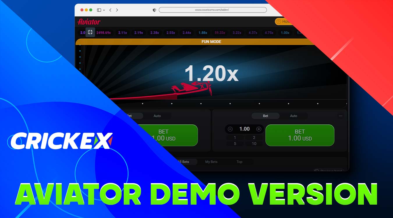 On the Crickex platform, there is an opportunity to test the game Aviator in demo mode.