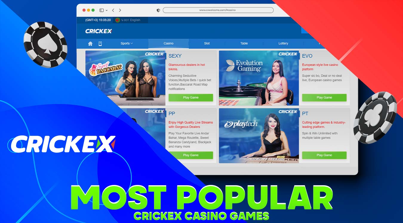 Review of the most popular casino games on the Crickex platform.
