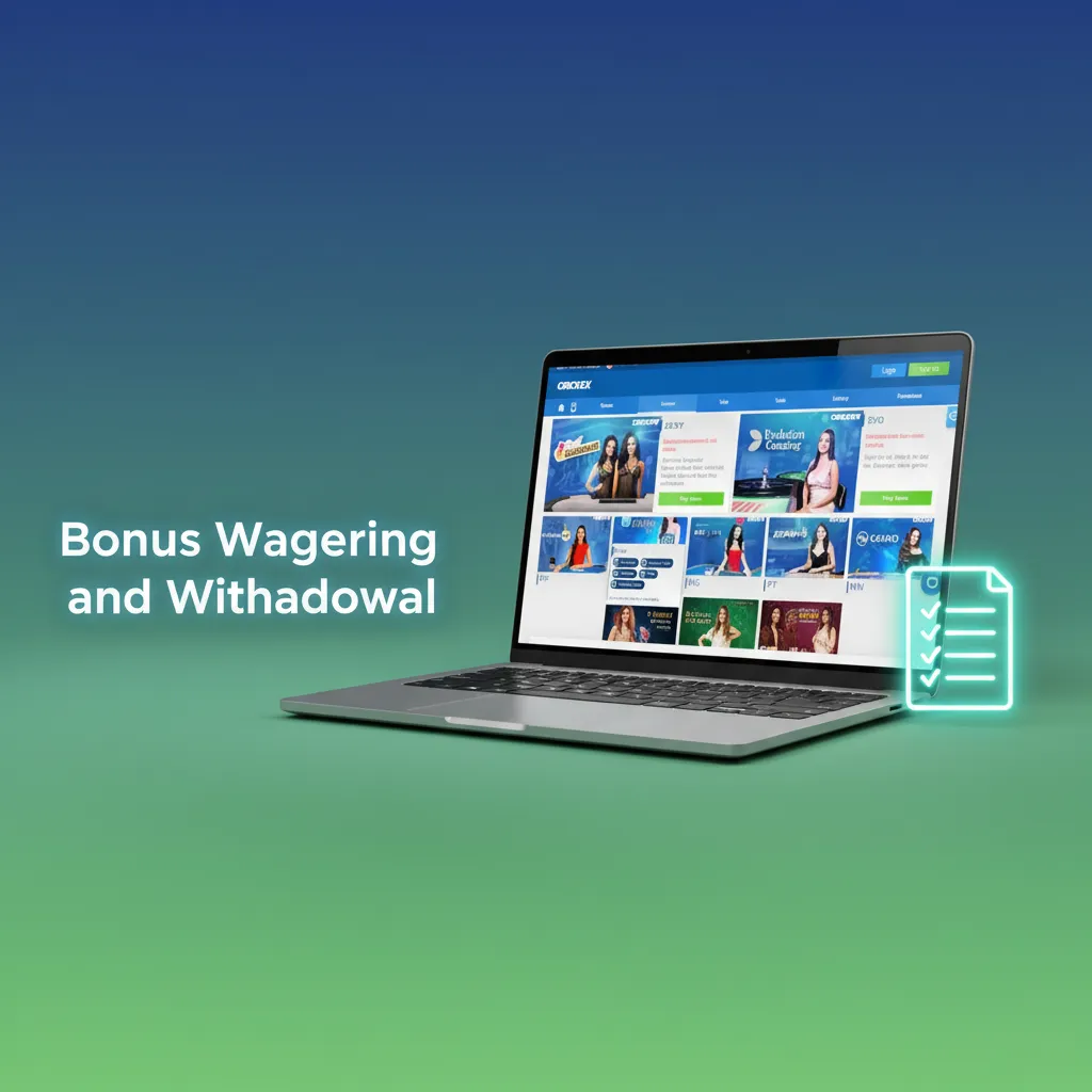 Infographic of Crickex bonus wagering: cash vs bonus balance, qualifying bets, game weighting, time and bet limits, ID checks.