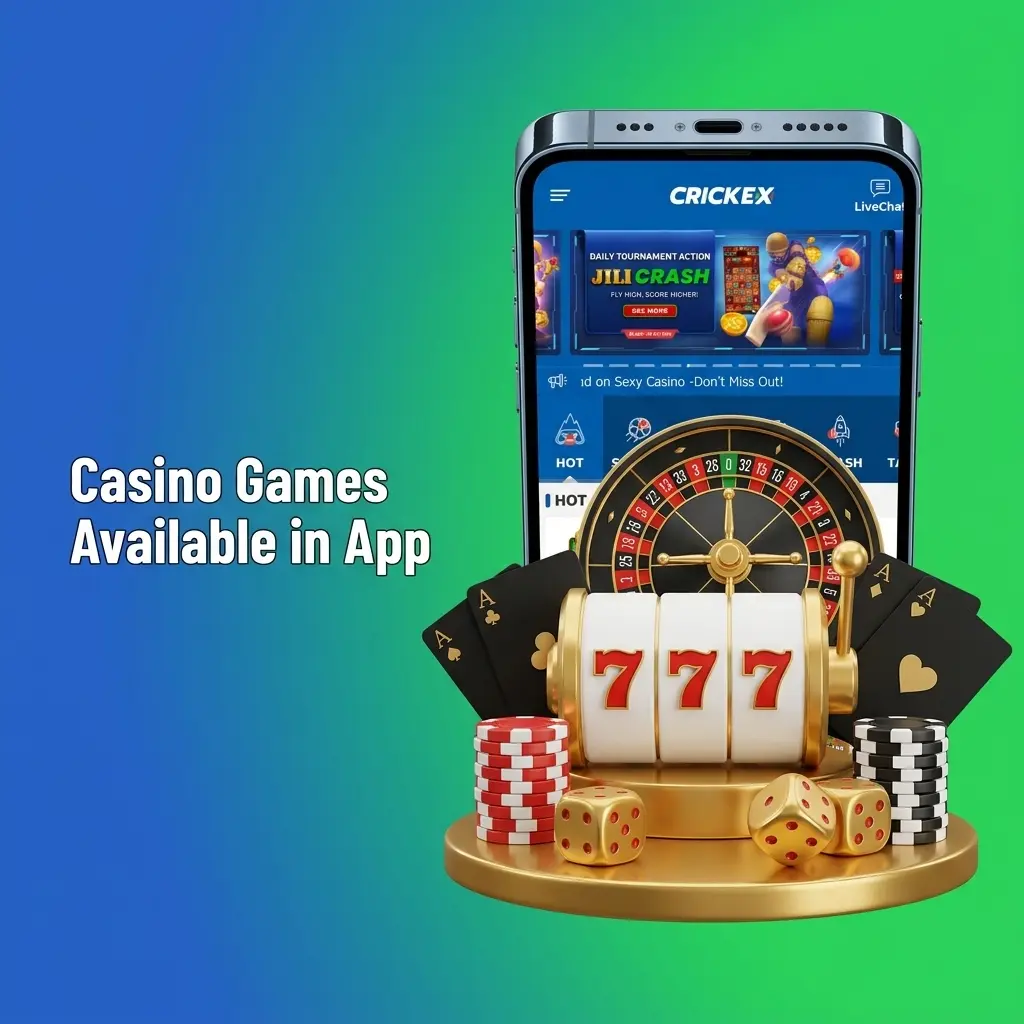 Crickex app casino games including live baccarat, roulette, slots like Gates of Olympus and crash games for Bangladesh players