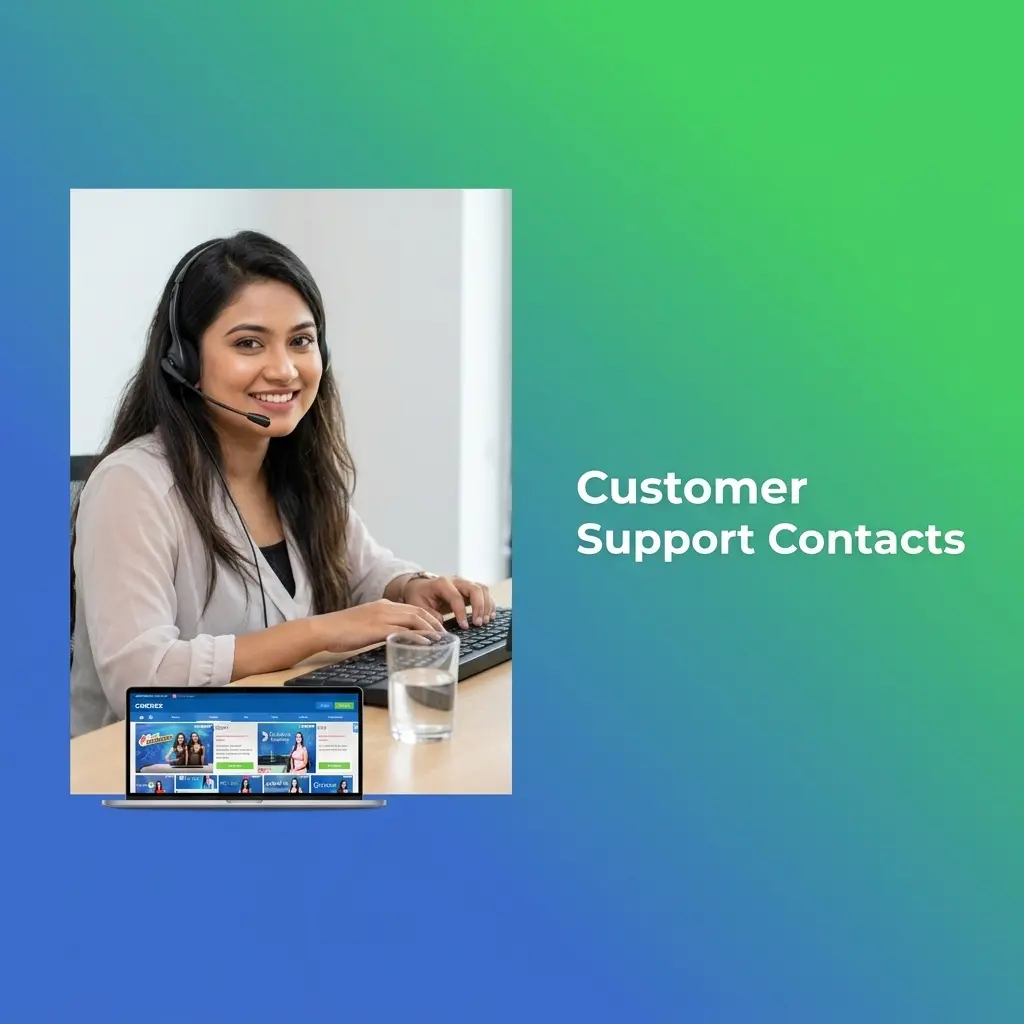 Crickex customer support contacts including live chat, email, Telegram, and WhatsApp options for deposit assistance