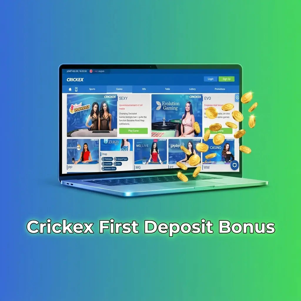 Crickex first deposit bonus offering 100% match up to INR 30,000 for casino and sports betting in Bangladesh
