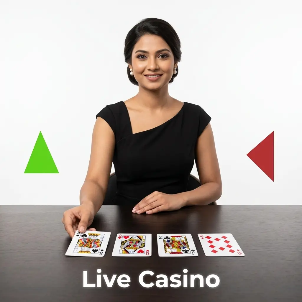 Professional live casino dealer at Crickex streaming real-time blackjack, roulette, baccarat, Teen Patti, and Dragon Tiger games