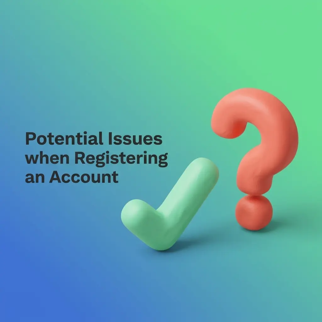 Common account registration issues and solutions including verification code, form submission, email conflicts, document upload, and access problems