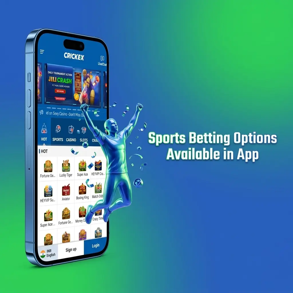 Crickex app sports betting options including cricket, football, tennis, kabaddi, basketball, and esports markets