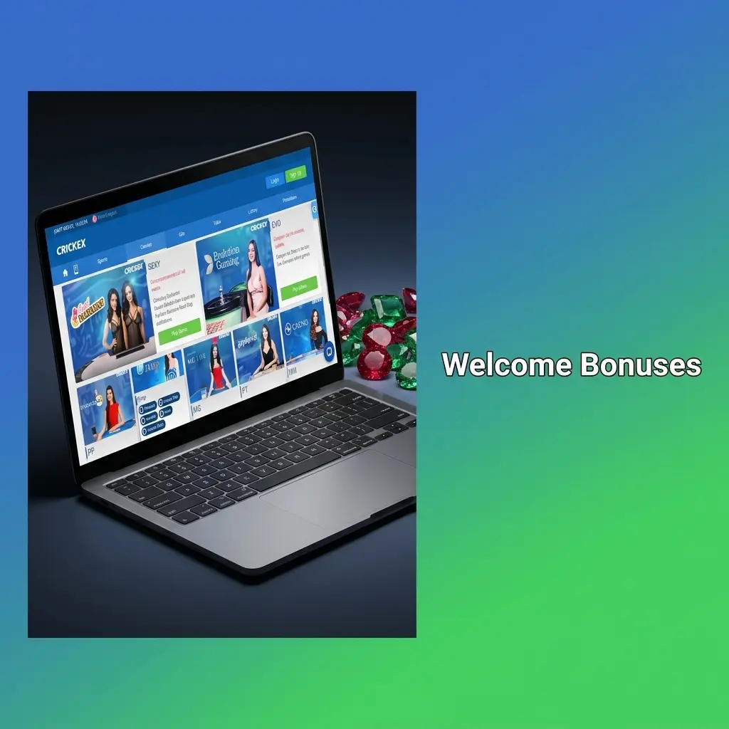 Crickex welcome bonus table showing up to INR 30,000 for sports, casino, and live casino with terms