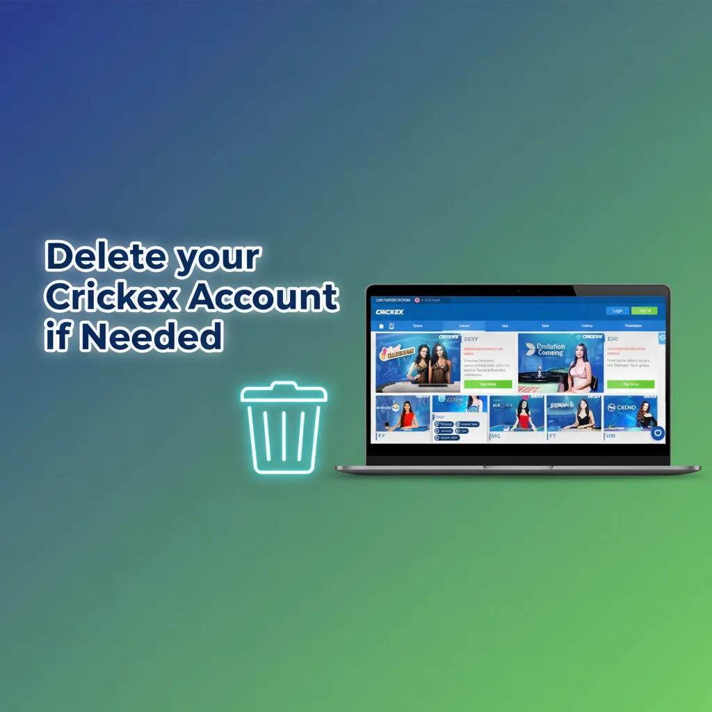 Illustration showing steps to close a Crickex account: withdraw funds, contact support, verify ID, confirm closure.
