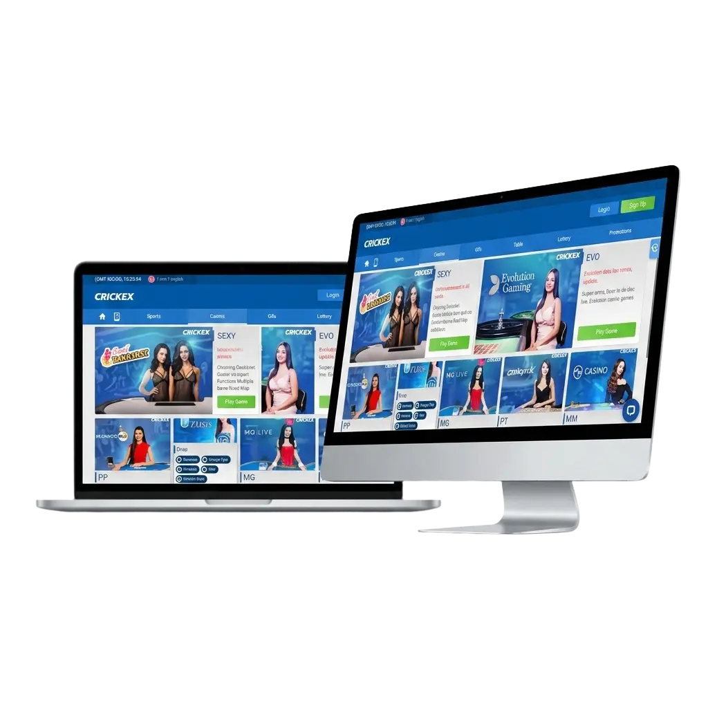Crickex desktop app for PC Windows and MacOS featuring live casino games sports betting and slots download free