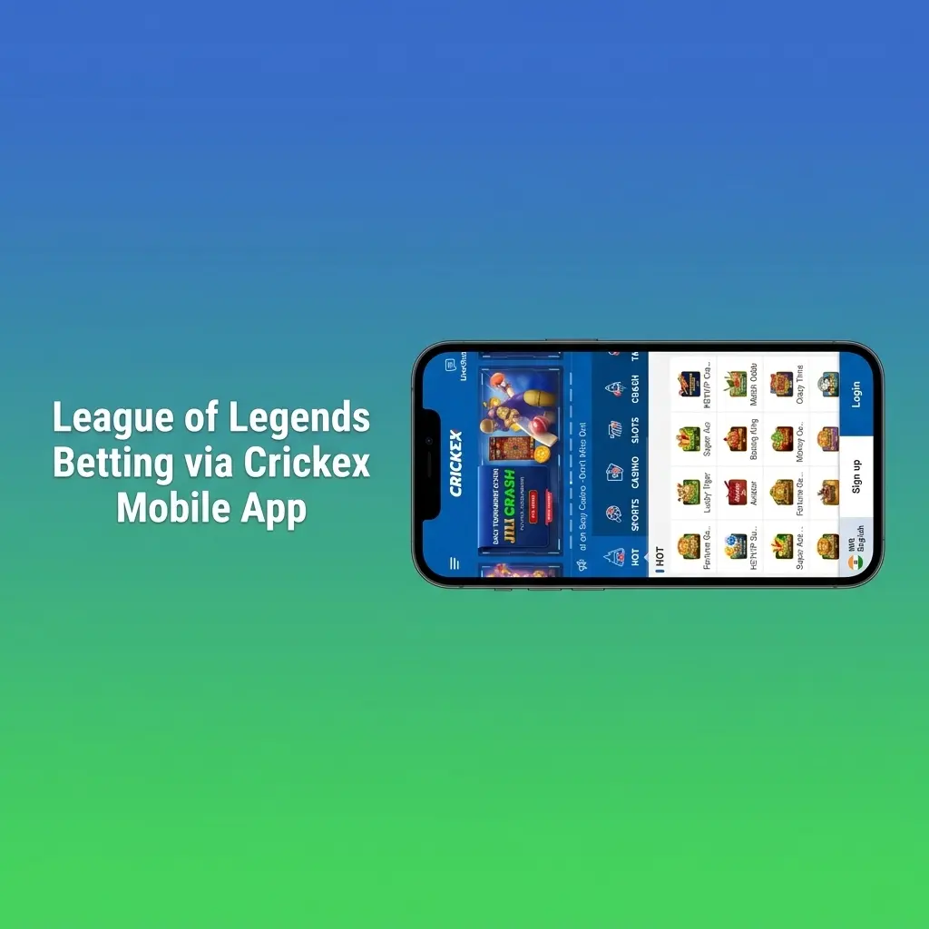 Crickex mobile app open on esports section showing League of Legends betting markets on Android device