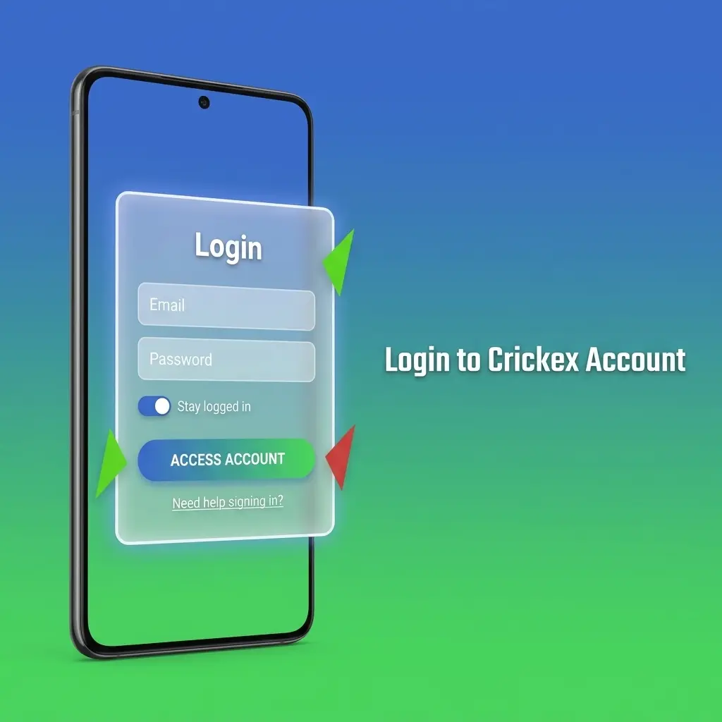 Step-by-step Crickex account login guide showing credential entry, security verification, and dashboard access