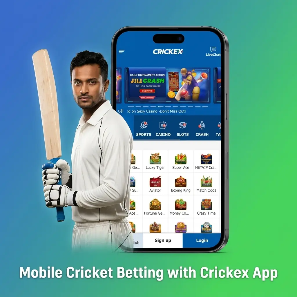 Crickex mobile app for cricket betting on Android and iOS with live odds, deposits, and match stats
