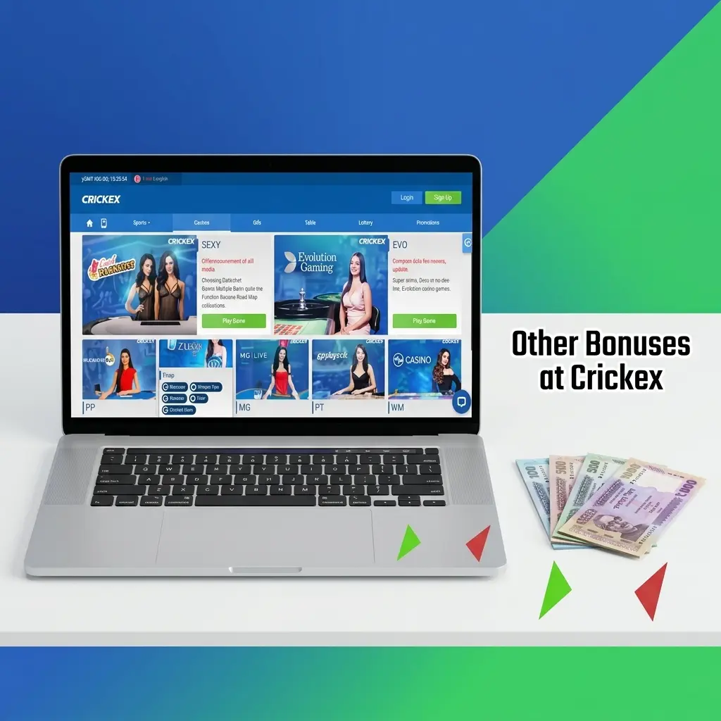 Crickex reload, cashback, referral, sports welcome, and casino bonuses overview for existing and new users