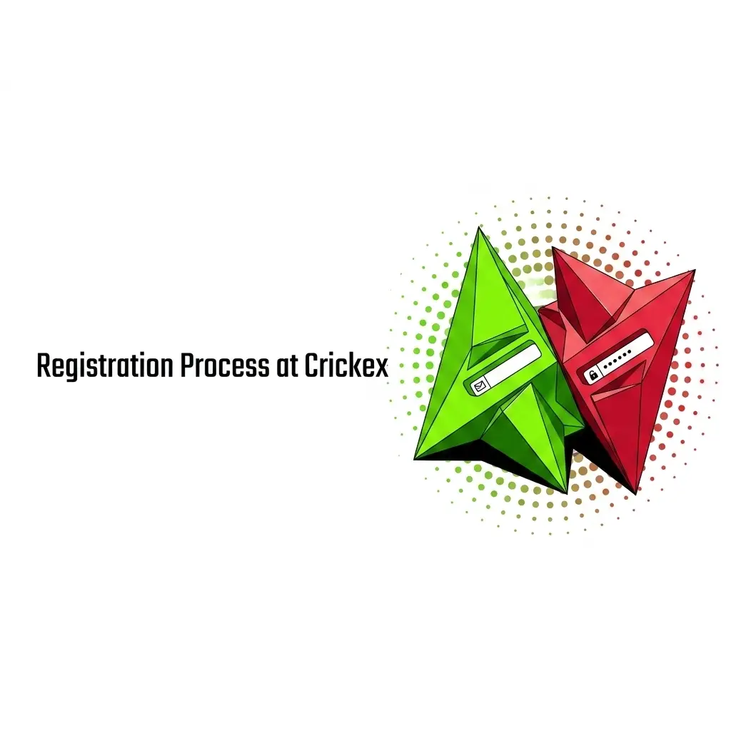 Crickex registration process showing step-by-step account creation form with fields for name, email, and password