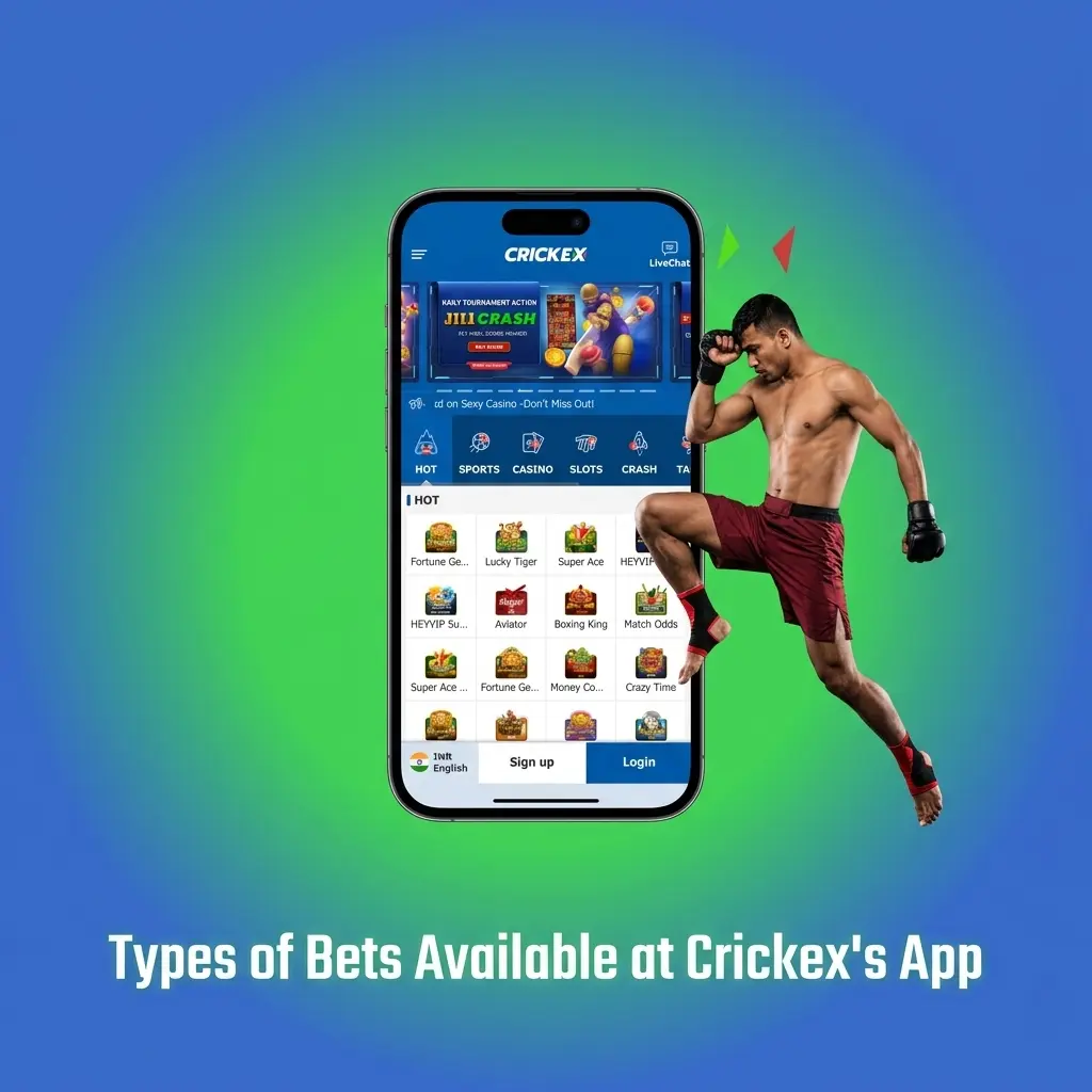 Crickex app bet types: single, accumulator, treble, system, and live in-play bets for cricket and football