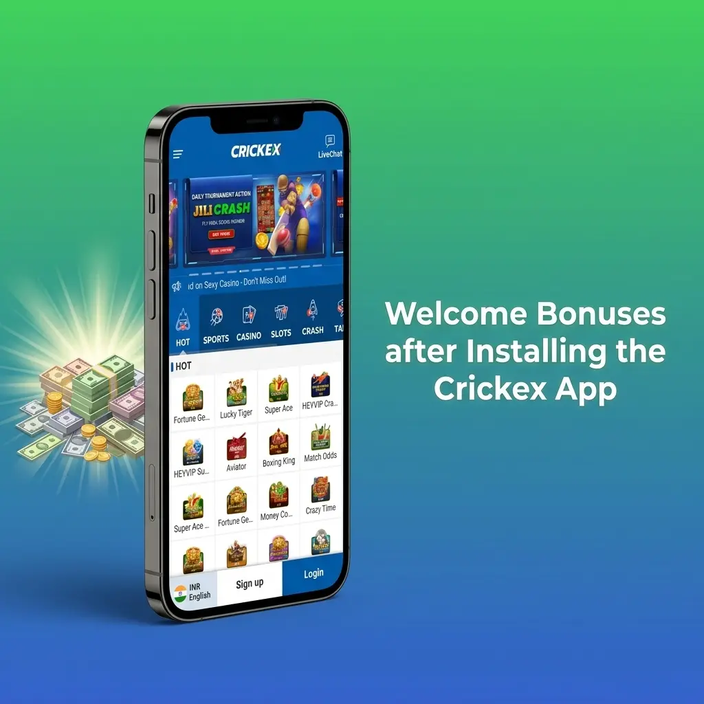 Crickex app welcome bonus up to BDT 30000 for Bangladesh players covering sports betting casino and free spins