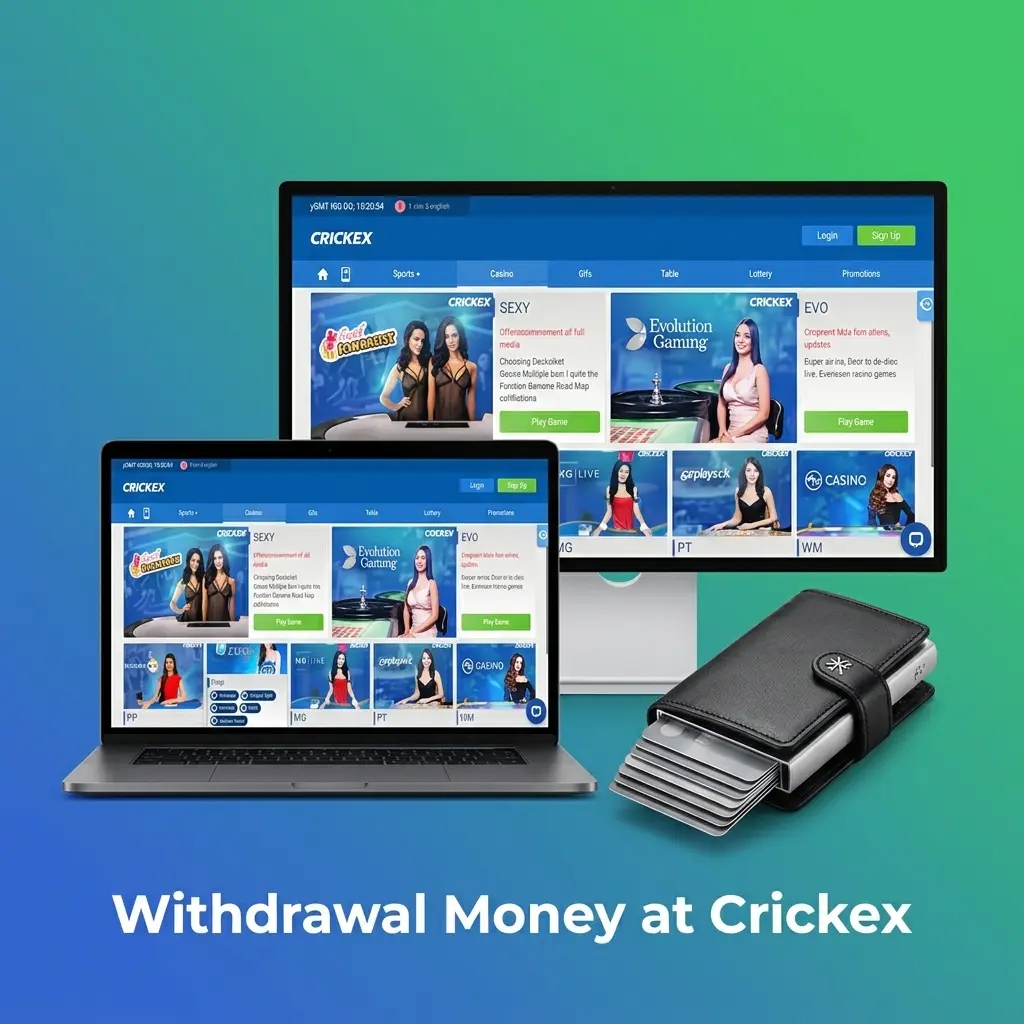 Crickex Bangladesh withdrawal process showing steps for bKash Nagad Rocket or bank transfer fund requests